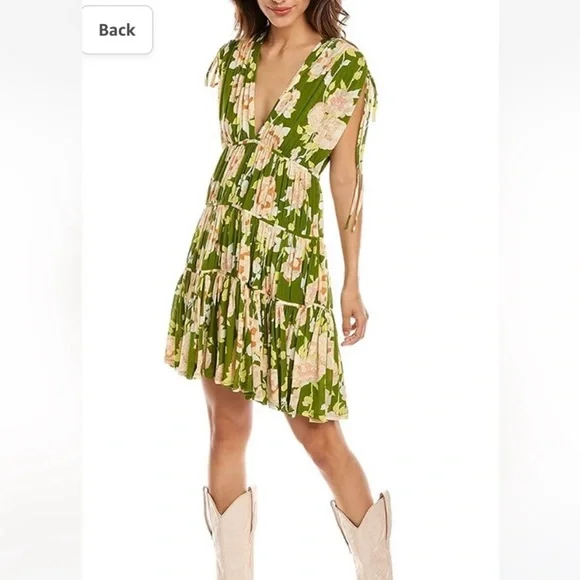 Rebecca Taylor green cream flower maxi dress - Picture 1 of 11